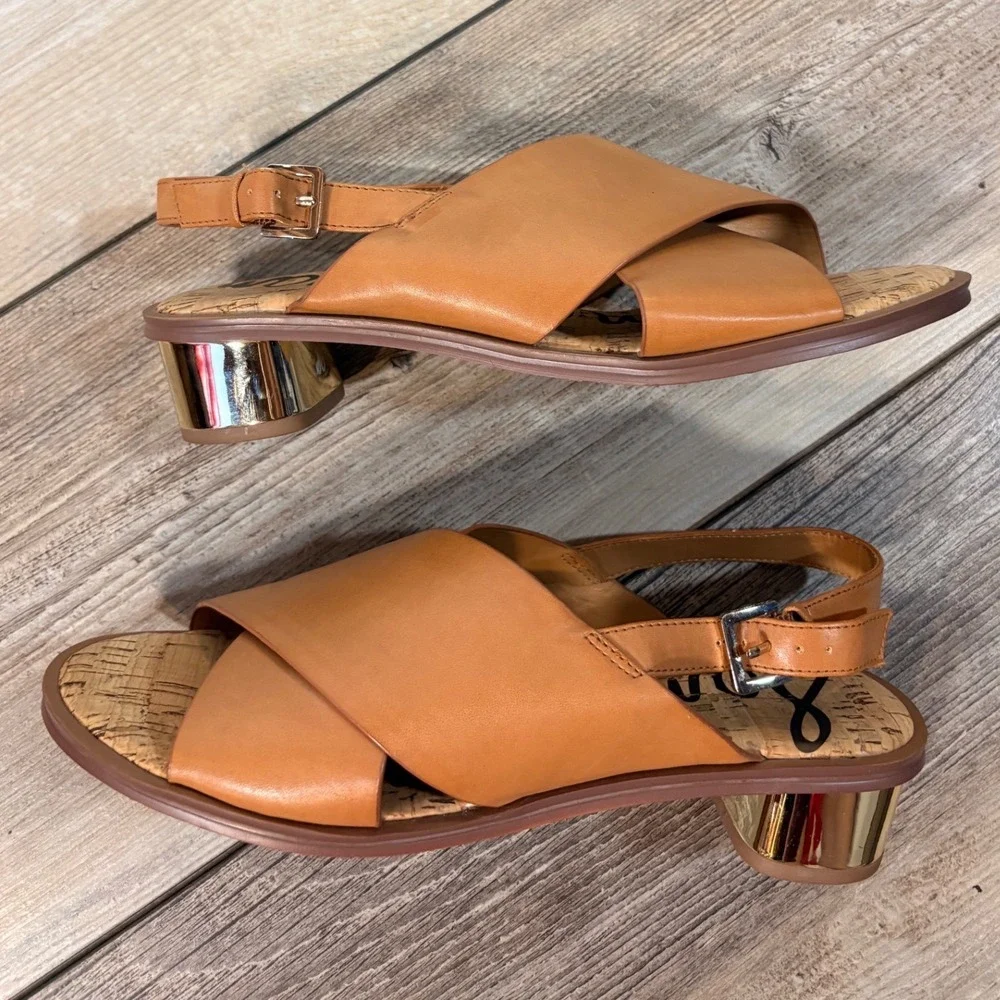 Sam‎ Edelman Torin Tan Sandals Women's 9.5 Open Toe Casual Chic Quiet Luxury